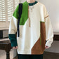 Colorblock Pullover Sweater Winter Fashion Long Sleeve Top Men&