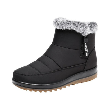 Winter Snow Boot With Side Zipper Fashion Warm Plush Ankle Boots Women&