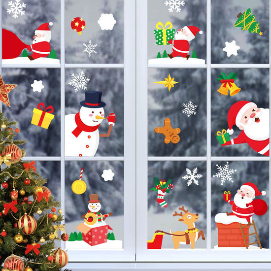 Christmas Decorations Glass Electrostatic Stickers