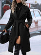 Lapel Double-breasted Trench Coat With Belt Winter Fashion Solid Color Long Jacket Outwear Women Clothing