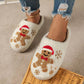 Christmas Snowflake Gingerbread Slippers Winter Indoor Non-slip Floor Bedroom Fuzzy House Shoes For Women Home Slippers