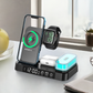 4 In 1 Multifunction Wireless Charger Station With Alarm Clock Display Foldable Wireless Charger Stand With RGB Night Light