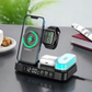 4 In 1 Multifunction Wireless Charger Station With Alarm Clock Display Foldable Wireless Charger Stand With RGB Night Light